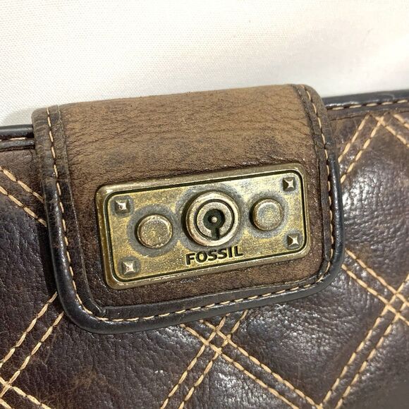 Vintage Fossil Wallet Womens Brown Genuine Leather Bi Fold Coin Purse Ladies 3x7 - Picture 4 of 13